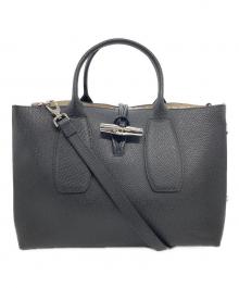 LONGCHAMP（ロンシャン）の古着「ROSEAU Top handle bag」｜ブラック
