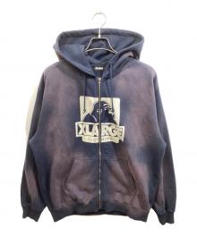 X-LARGE（エクストララージ）の古着「DISCHARGE PRINTED OG ZIP HOODED SWEATSHIRT」｜ネイビー