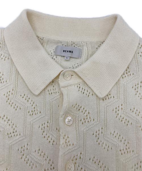 BEAMS（ビームス）BEAMS (ビームス) ライタッチ メッシュ ニット ポロシャツ ベージュ サイズ:	SIZE Lの古着・服飾アイテム