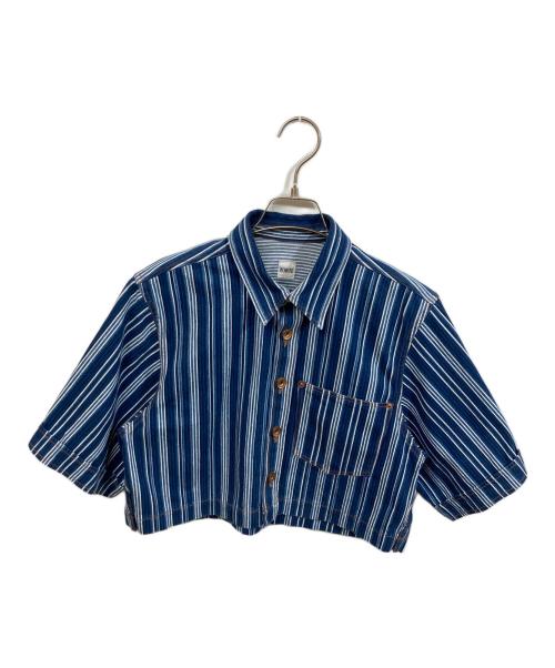 BOWTE（バウト）BOWTE (バウト) クロップドストライプシャツ ブルー サイズ:サイズ表記なしの古着・服飾アイテム