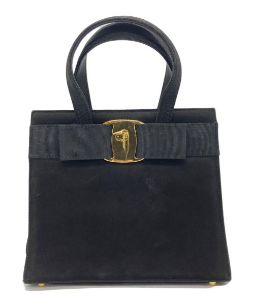 Salvatore Ferragamo（サルヴァトーレ フェラガモ）Salvatore Ferragamo (サルヴァトーレ フェラガモ) ヴェラリボンハンドバッグ ブラックの古着・服飾アイテム
