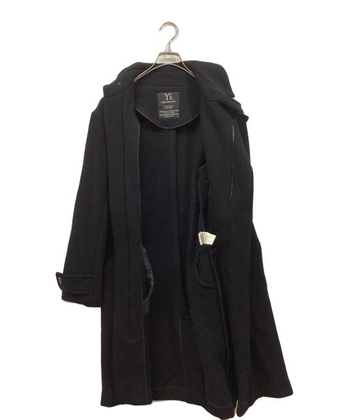 Y's（ワイズ）Y's (ワイズ) カウレザーレザー 切替ウールコート ブラック サイズ:SIZE 2の古着・服飾アイテム