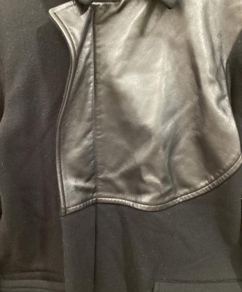 Y's（ワイズ）Y's (ワイズ) カウレザーレザー 切替ウールコート ブラック サイズ:SIZE 2の古着・服飾アイテム