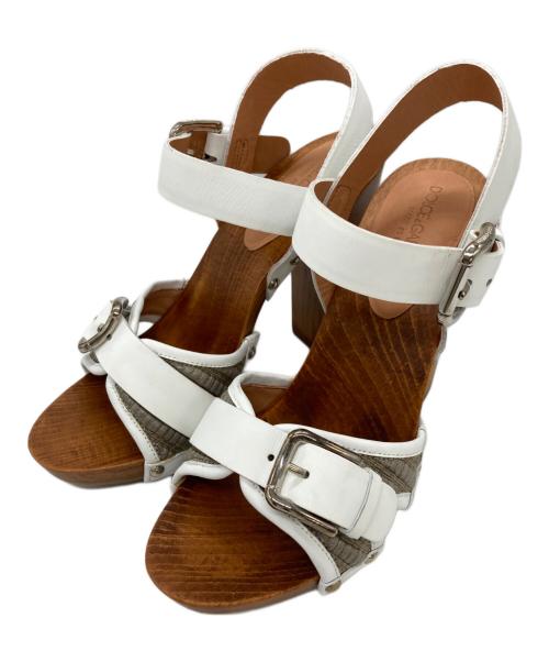DOLCE & GABBANA（ドルチェ＆ガッバーナ）DOLCE & GABBANA (ドルチェ＆ガッバーナ) プラットフォームレザーサンダル ホワイト サイズ:SIZE 35の古着・服飾アイテム