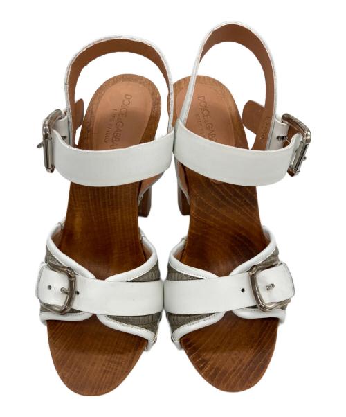 DOLCE & GABBANA（ドルチェ＆ガッバーナ）DOLCE & GABBANA (ドルチェ＆ガッバーナ) プラットフォームレザーサンダル ホワイト サイズ:SIZE 35の古着・服飾アイテム