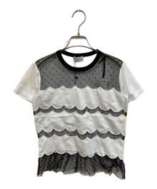 RED VALENTINO（レッドヴァレンティノ）の古着「レース切替カットソー」｜ホワイト