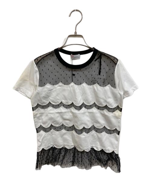 RED VALENTINO（レッドヴァレンティノ）RED VALENTINO (レッドヴァレンティノ) レース切替カットソー ホワイト サイズ:XSの古着・服飾アイテム