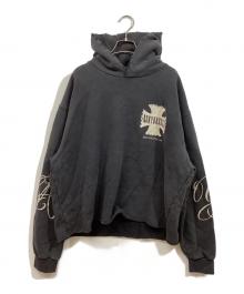 askyurself（アスクユアセルフ）の古着「ドロップショルダー vintage加工パーカー」｜ブラック