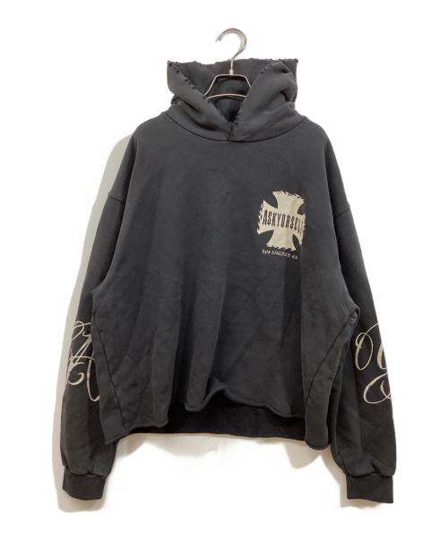 askyurself（アスクユアセルフ）ASKYURSELF (アスクユアセルフ) ドロップショルダー vintage加工パーカー ブラック サイズ:	SIZE Mの古着・服飾アイテム