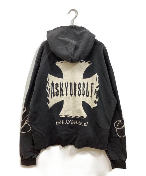 askyurself（アスクユアセルフ）ASKYURSELF (アスクユアセルフ) ドロップショルダー vintage加工パーカー ブラック サイズ:	SIZE Mの古着・服飾アイテム