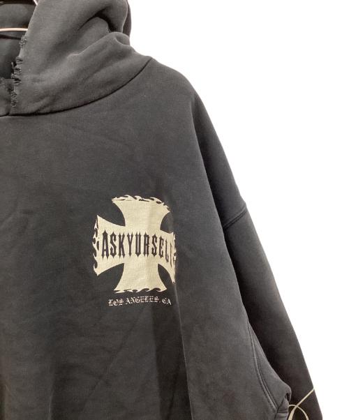 askyurself（アスクユアセルフ）ASKYURSELF (アスクユアセルフ) ドロップショルダー vintage加工パーカー ブラック サイズ:	SIZE Mの古着・服飾アイテム