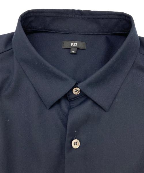 PLST（プラステ）PLST (プラステ) レーヨンブレンドレギュラーカラーシャツ ブラック サイズ:	SIZE XLの古着・服飾アイテム