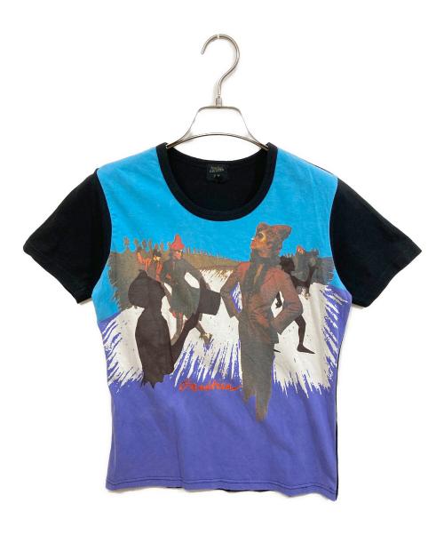 Jean Paul Gaultier FEMME（ジャンポールゴルチエ フェム）Jean Paul Gaultier FEMME (ジャンポールゴルチエ フェム) プリント半袖カットソー ブラック サイズ:40の古着・服飾アイテム