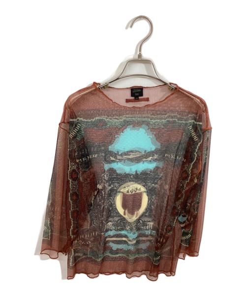 Jean Paul Gaultier FEMME（ジャンポールゴルチエ フェム）Jean Paul Gaultier FEMME (ジャンポールゴルチエ フェム) パワーネットシースルーカットソー ブラウン サイズ:SIZE 40の古着・服飾アイテム