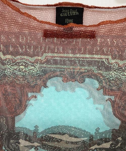 Jean Paul Gaultier FEMME（ジャンポールゴルチエ フェム）Jean Paul Gaultier FEMME (ジャンポールゴルチエ フェム) パワーネットシースルーカットソー ブラウン サイズ:SIZE 40の古着・服飾アイテム