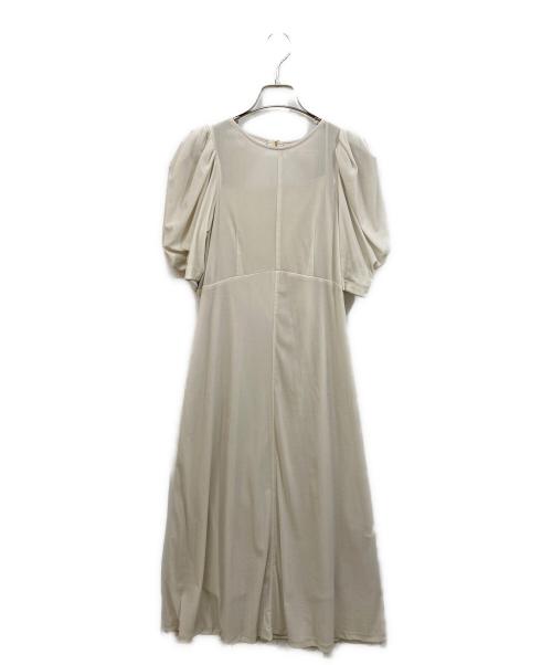 FRAY ID（フレイ アイディー）FRAY ID (フレイ アイディー) バックオープンフロッキーチュールワンピース ベージュ サイズ:1の古着・服飾アイテム