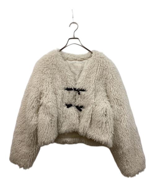 eimy istoire（エイミーイストワール）eimy istoire (エイミーイストワール) French poodle fur リボンジャケット ベージュ サイズ:	SIZE Freeの古着・服飾アイテム