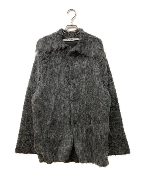 PERVERZE（パーバーズ）PERVERZE (パーバーズ) Teddy knit Coat グレー サイズ:Fの古着・服飾アイテム