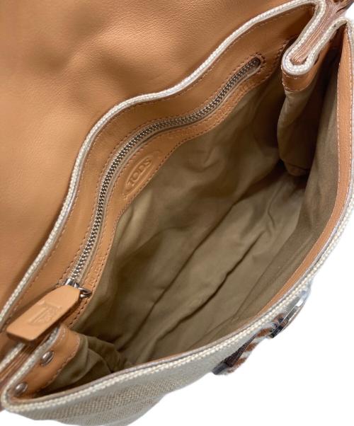TOD'S（トッズ）TOD'S (トッズ) ハラコ切替ワンショルダーバッグ ベージュの古着・服飾アイテム
