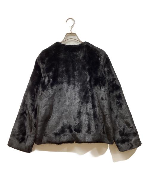 TRANS WORK（トランスワーク）TRANS WORK (トランスワーク) フェイクファーノーカラージャケット ブラック サイズ:	SIZE 38の古着・服飾アイテム