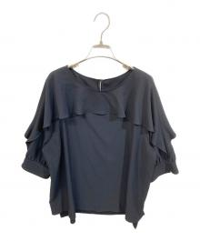 23区（ニジュウサンク）の古着「バックサテンジョーゼット フレア ブラウス」｜ネイビー