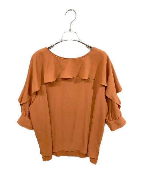 23区（ニジュウサンク）23区 (ニジュウサンク) バックサテンジョーゼット フレア ブラウス オレンジ サイズ:50の古着・服飾アイテム