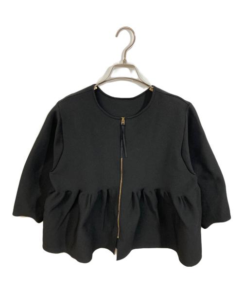 UNFILO（アンフィーロ）UNFILO (アンフィーロ) VERY (ヴェリィ) 2WAY ペプラムカーディガン ブラック サイズ:XXLの古着・服飾アイテム