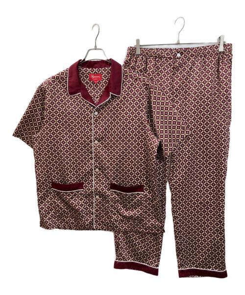 SUPREME（シュプリーム）SUPREME (シュプリーム) 総柄サテンパジャマセットアップ ボルドー サイズ:Mの古着・服飾アイテム