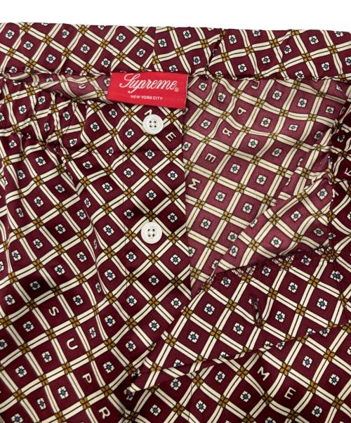 SUPREME（シュプリーム）SUPREME (シュプリーム) 総柄サテンパジャマセットアップ ボルドー サイズ:Mの古着・服飾アイテム