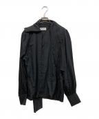 Saint Laurent Parisサンローランパリ）の古着「ラヴァリエネックシルクシャツ」｜ブラック