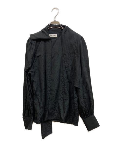 Saint Laurent Paris（サンローランパリ）Saint Laurent Paris (サンローランパリ) ラヴァリエネックシルクシャツ ブラック サイズ:SIZE 37の古着・服飾アイテム