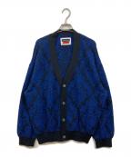 MAISON SPECIALメゾンスペシャル）の古着「Damask Jacquard Prime-Over V-Neck Knit Cardigan」｜ブルー