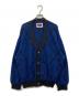 MAISON SPECIAL（メゾンスペシャル）の古着「Damask Jacquard Prime-Over V-Neck Knit Cardigan」｜ブルー