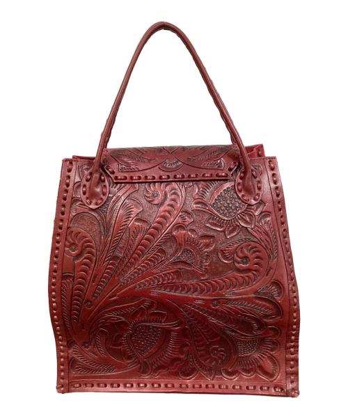 Carving Tribes（カービングトライブス）CARVING TRIBES (カービングトライブス) レザー型押しトートバッグ ブラウンの古着・服飾アイテム