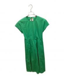 H BEAUTY&YOUTH（エイチ ビューティー&ユース）の古着「TYPEWRITER CLOTH FRENCH SLEEVE DRESS/ワンピース」｜グリーン