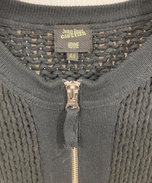 Jean Paul Gaultier homme（ジャンポールゴルチェオム）Jean Paul Gaultier homme (ジャンポールゴルチェオム) メッシュコットンニットブルゾン ブラック サイズ:SIZE 48の古着・服飾アイテム