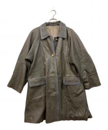 USED（ユーズド）の古着「レザーコート」｜カーキ