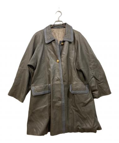 USED 古着 コート 中古・古着通販】USED (ユーズド) レザーコート カーキ サイズ:Free