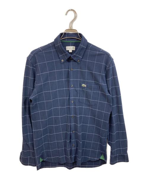 LACOSTE（ラコステ）LACOSTE (ラコステ) グラフチェックジャージボタンダウンシャツ ネイビー サイズ:41の古着・服飾アイテム