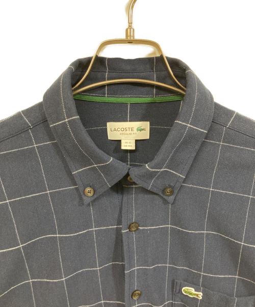LACOSTE（ラコステ）LACOSTE (ラコステ) グラフチェックジャージボタンダウンシャツ ネイビー サイズ:41の古着・服飾アイテム