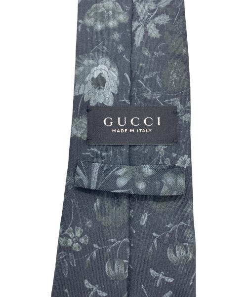 GUCCI（グッチ）GUCCI (グッチ) プリント シルク タイ ブラック サイズ:実寸をご確認くださいの古着・服飾アイテム