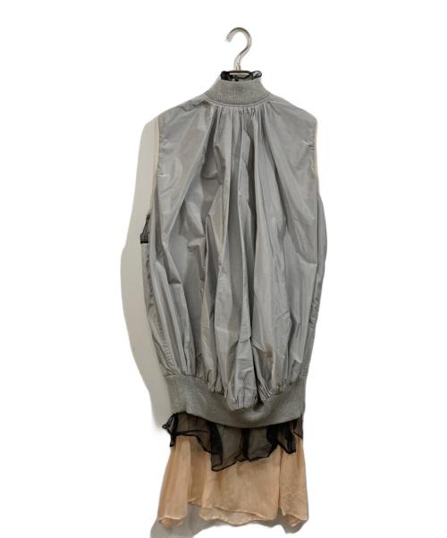 sacai（サカイ）sacai (サカイ) ドッキング レース シフォン ハイブリッド ノースリーブ ワンピース グレー サイズ:SIZE 1の古着・服飾アイテム