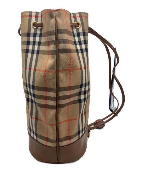 Burberry's（バーバリーズ）Burberry's (バーバリーズ) ノバチェック 巾着型ショルダーバッグ ベージュの古着・服飾アイテム