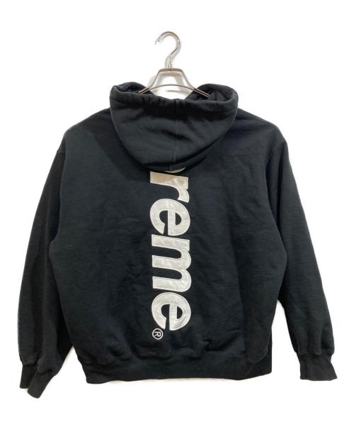 SUPREME（シュプリーム）Supreme (シュプリーム) Satin Applique Hooded Sweatshirt ブラック サイズ:SIZE Lの古着・服飾アイテム