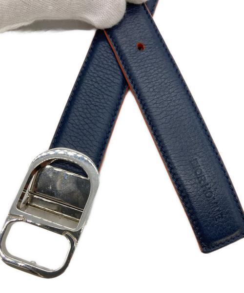 DIOR HOMME（ディオール オム）DIOR HOMME (ディオール オム) シルバーバックル リバーシブル レザー ベルト ネイビーの古着・服飾アイテム