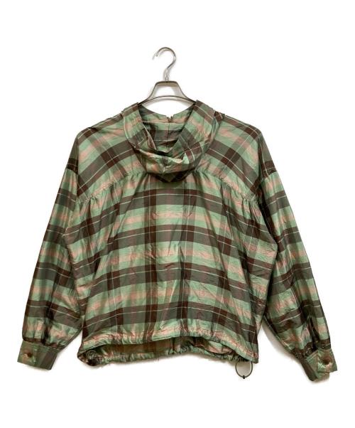 NICENESS（ナイスネス）NICENESS (ナイスネス) Silk Check Anorak グリーン サイズ:Mの古着・服飾アイテム