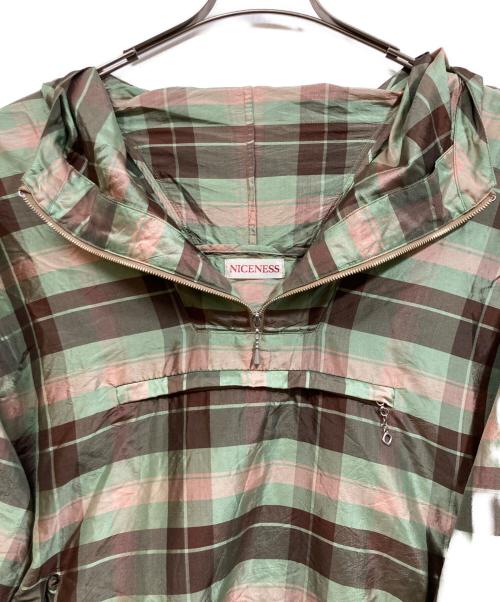 NICENESS（ナイスネス）NICENESS (ナイスネス) Silk Check Anorak グリーン サイズ:Mの古着・服飾アイテム