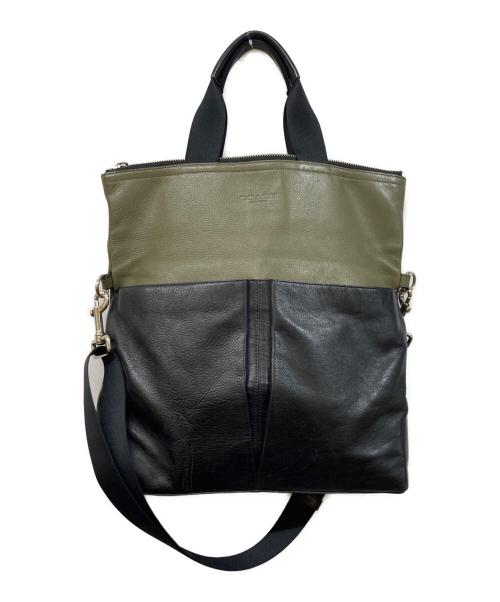 COACH（コーチ）COACH (コーチ) サリバン スムースレザー フォルドオーバー トート ブラック×グリーンの古着・服飾アイテム