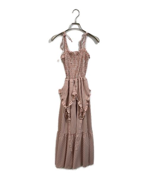 CALNAMUR（カルナムール）CALNAMUR (カルナムール) GINGHAM SHIRRING GATHER ブラウン サイズ:	SIZE Freeの古着・服飾アイテム