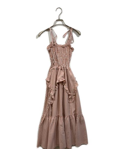 CALNAMUR（カルナムール）CALNAMUR (カルナムール) GINGHAM SHIRRING GATHER ブラウン サイズ:	SIZE Freeの古着・服飾アイテム